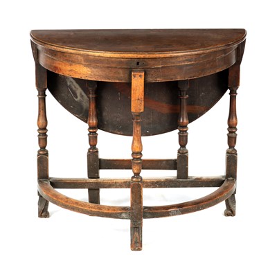 Lot 1035 - A WILLIAM AND MARY WALNUT D END SIDE TABLE...
