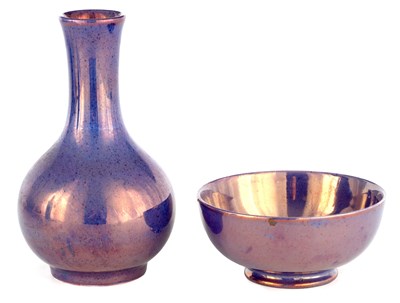 Lot 104 - A MOORCROFT, BURSLEM SMALL MAUVE LUSTRE GLAZED...