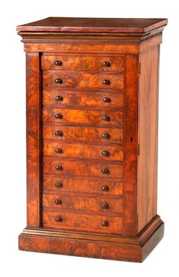 Lot 1043 - A 19TH CENTURY BURR WALNUT MINIATURE...