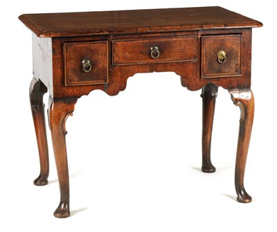 Lot 1045 - A QUEEN ANNE FIGURED WALNUT LOWBOY OF GOOD...