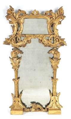 Lot 1063 - AN 18TH CENTURY CARVED GILTWOOD ROCOCO STYLE...