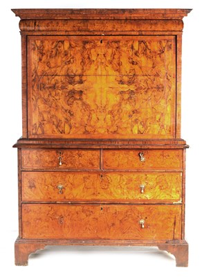 Lot 1064 - A WILLIAM AND MARY BURR WALNUT HERRING-BANDED...