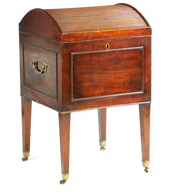 Lot 1071 - A GEORGE III MAHOGANY WINE COOLER with domed...