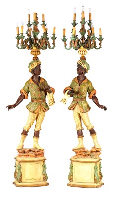 Lot 1084 - A LARGE PAIR OF 20TH CENTURY POLYCHROME RESIN...