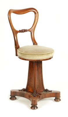 Lot 1092 - A REGENCY ROSEWOOD MUSIC/CELLIST'S CHAIR with...
