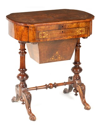 Lot 1103 - A 19TH CENTURY INLAID FIGURED WALNUT...