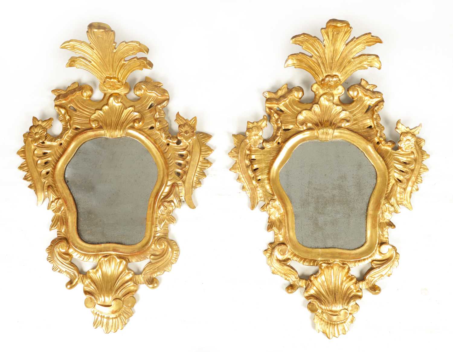 Lot 1109 - A PAIR OF 19TH CENTURY CARVED GILT WOOD...