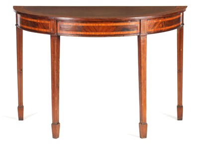 Lot 1121 - A GEORGE III DEMI LUNE SERVING TABLE OF SMALL...