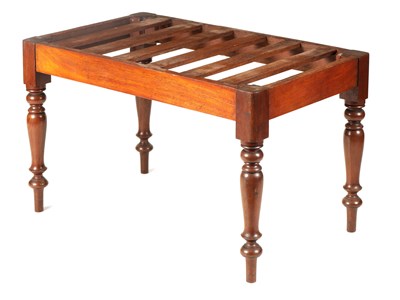 Lot 1127 - A 19TH CENTURY MAHOGANY LUGGAGE STAND with...