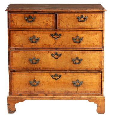 Lot 1131 - AN EARLY 18TH CENTURY FIGURED WALNUT CHEST OF...