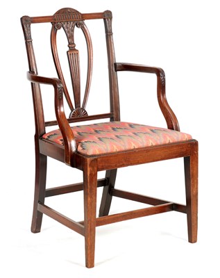 Lot 1143 - A GEORGE III HEPPLEWHITE STYLE ARMCHAIR with...