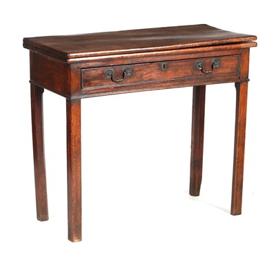 Lot 1152 - A GEORGE III MAHOGANY TEA TABLE with fold over...
