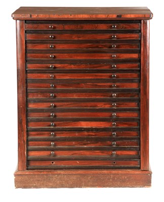 Lot 1171 - A 19TH CENTURY ROSEWOOD COLLECTOR'S CABINET...