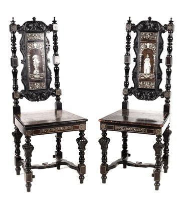 Lot 1180 - A PAIR OF LATE 19TH CENTURY EBONISED AND BONE...