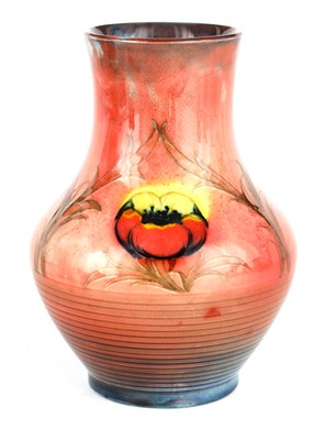 Lot 121 - AN UNUSUAL 1930S MOORCROFT BULBOUS VASE with...