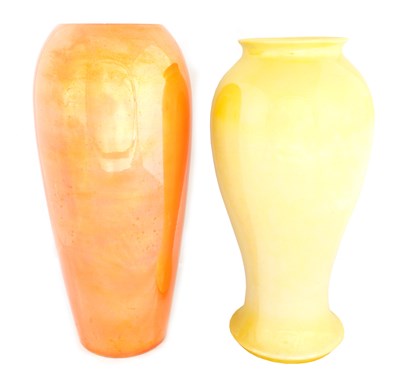 Lot 160 - A MOORCROFT BURSLEM MOTTLED ORANGE LUSTRE...