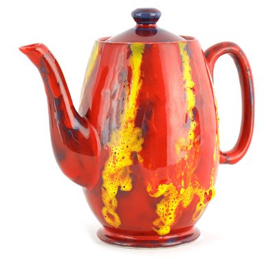 Lot 161 - AN UNUSUAL MOORCROFT MOTTLED BLUE-RED HIGH...
