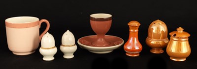Lot 165 - A MOORCROFT PALE ORANGE LUSTRE GLAZED THREE...