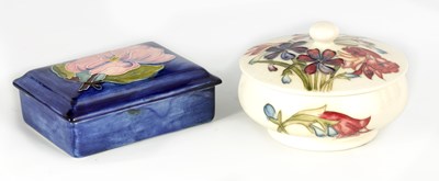 Lot 194 - A MOORCROFT RECTANGULAR LIDDED BOX tube lined...