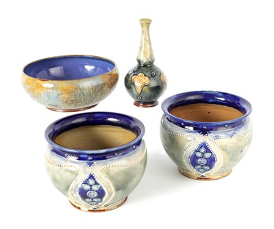 Lot 212 - A PAIR OF ROYAL DOULTON SMALL BULBOUS...