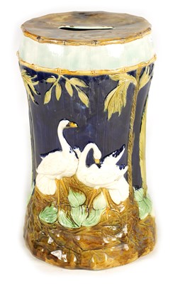 Lot 280 - A LATE 19TH CENTURY MAJOLICA GARDEN SEAT...