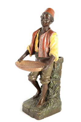 Lot 282 - A 19TH CENTURY TERRACOTTA BLACKAMOOR POSY VASE...