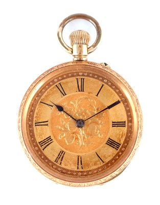 Lot 332 - A SWISS 18CT GOLD OPEN FACED POCKET WATCH...