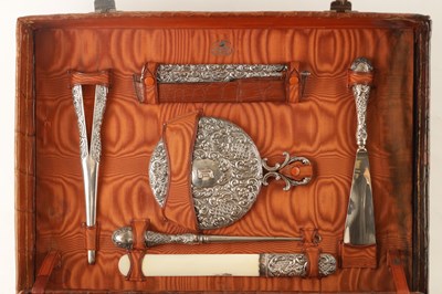 Lot 387 - A FINE VICTORIAN CROCODILE SKIN LADIES...