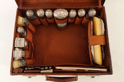 Lot 387 - A FINE VICTORIAN CROCODILE SKIN LADIES...
