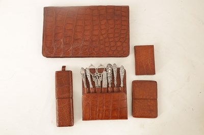 Lot 387 - A FINE VICTORIAN CROCODILE SKIN LADIES...