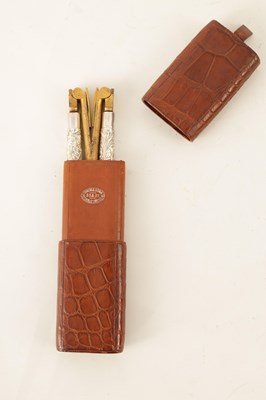 Lot 387 - A FINE VICTORIAN CROCODILE SKIN LADIES...