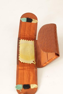 Lot 387 - A FINE VICTORIAN CROCODILE SKIN LADIES...