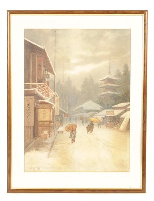 Lot 486 - A MEIJI PERIOD JAPANESE WATERCOLOUR depicting...