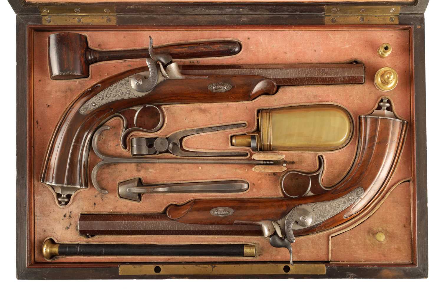 Lot 520 - A CASED PAIR OF MID 19TH CENTURY CONTINENTAL...