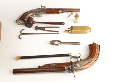 Lot 520 - A CASED PAIR OF MID 19TH CENTURY CONTINENTAL...