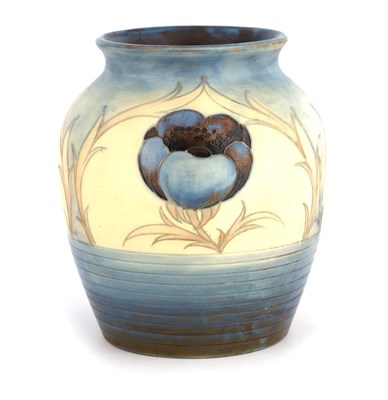 Lot 54 - AN UNUSUAL MOORCROFT OVOID SHOULDERED VASE...
