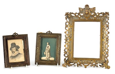 Lot 581 - A PAIR OF 18TH CENTURY BRASS PICTURE FRAMES...
