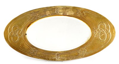 Lot 592 - A 20TH CENTURY ARTS AND CRAFTS BRASS OVAL...