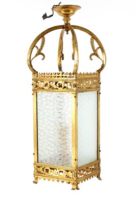 Lot 593 - AN EARLY 20TH CENTURY LACQUERED BRASS HALL...