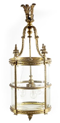 Lot 594 - A LARGE REGENCY GILT BRASS HANGING LANTERN...