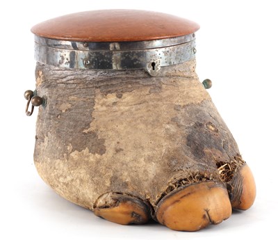Lot 595 - A LATE 19TH CENTURY TAXIDERMY ELEPHANT FOOT...