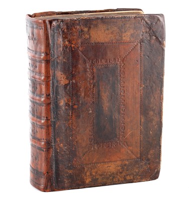 Lot 600 - AN EARLY 17TH CENTURY LEATHER BOUND GENEVA...