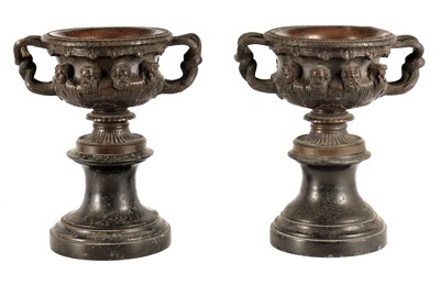Lot 605 - A PAIR OF 19TH CENTURY PATINATED BRONZE...