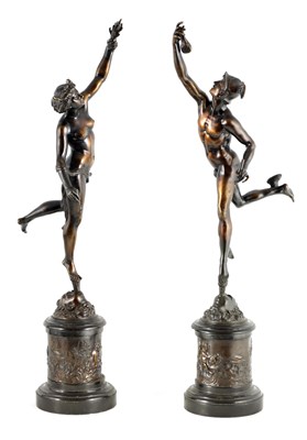 Lot 617 - A LARGE PAIR OF 19TH CENTURY BRONZE FIGURES...