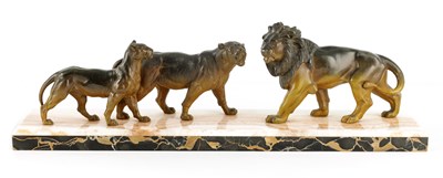 Lot 618 - A STYLISH ART DECO PATINATED METAL SCULPTURE...