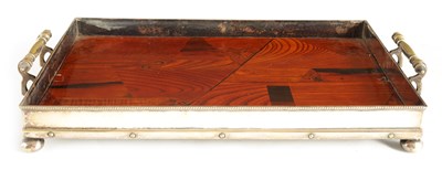 Lot 627 - A 19TH CENTURY SPECIMEN WOOD INLAID TRAY with...