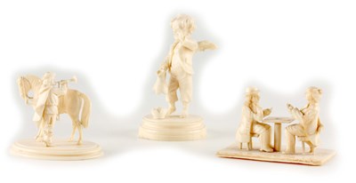 Lot 634 - A COLLECTION OF THREE FINELY CARVED IVORY...