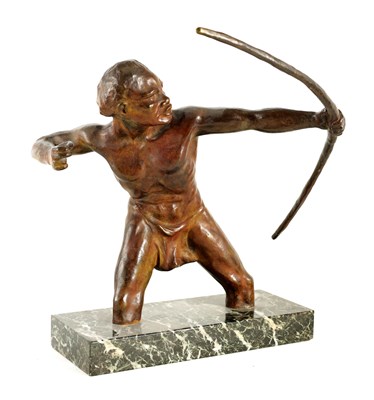 Lot 645 - R. DE WANDELEIN AN ART DECO PATINATED BRONZE...