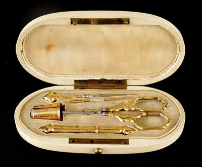 Lot 664 - A LATE 19TH CENTURY FRENCH IVORY AND 15CT GOLD...