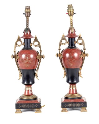Lot 670 - A PAIR OF LATE 19TH CENTURY FRENCH URN SHAPED...